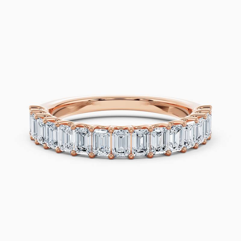 Auriya 14k Gold Emerald North-South Lab Grown Diamond Half Eternity Band 1.50 - 6.00 ct. tw. (F-G, VS) - 1.50 ct. wt. - 9 - Rose