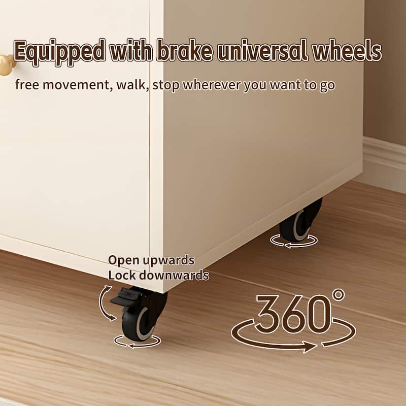 Anmytek 360 Rotating Corner Bookshelf with Wheels Space Saving Storage for Small Rooms