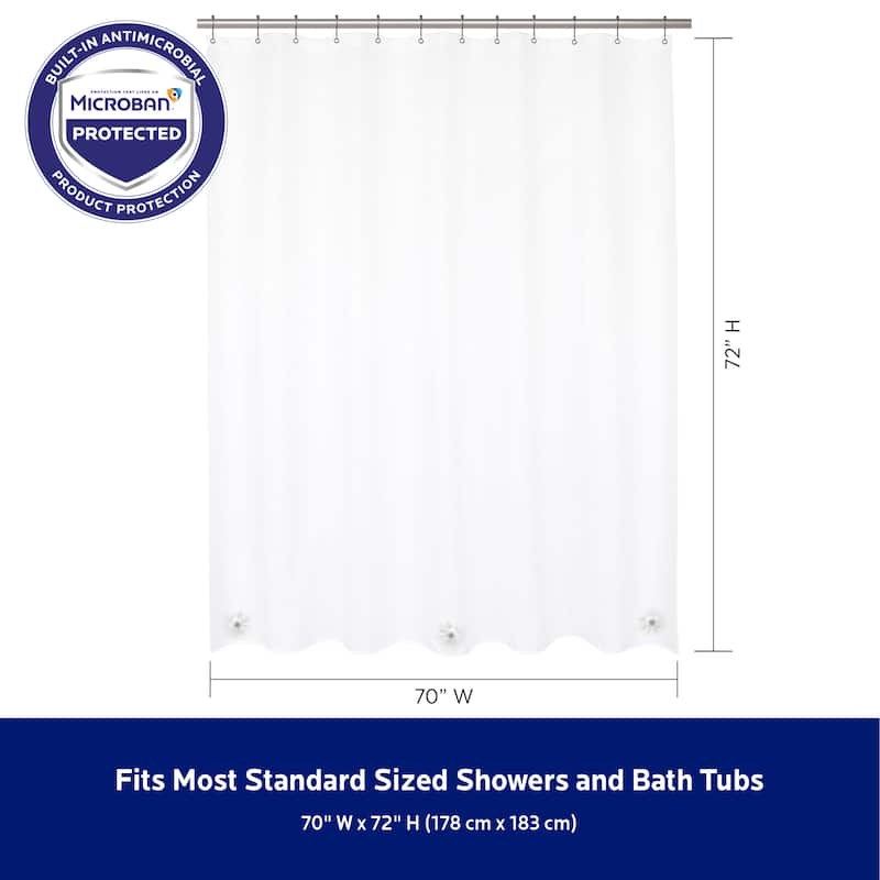 Kenney Microban Protected Medium Weight PEVA Shower Liner, 70" W x 72" H