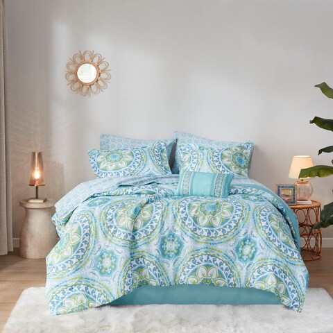 The Curated Nomad La Boheme Aqua Complete Comforter Set with Cotton Bed Sheets