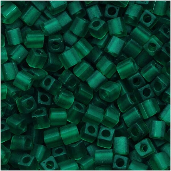 Miyuki 4mm Glass Cube Beads Transparent Matte Emerald Green 147F 10 Grams. Opens flyout.