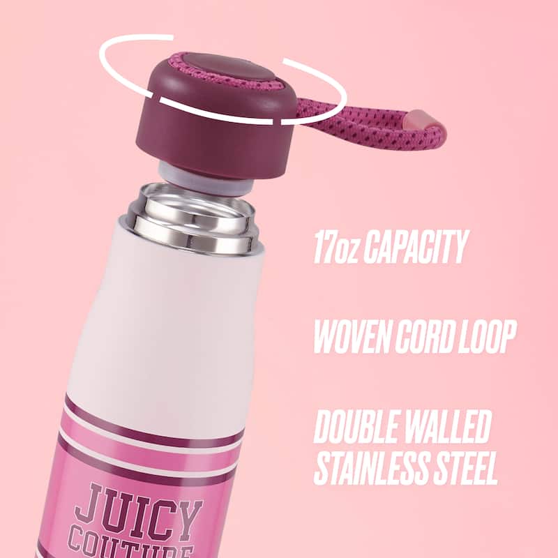 Juicy Couture Luxe Loop Hydration Stainless Steel Tumbler With Woven Loop Handle
