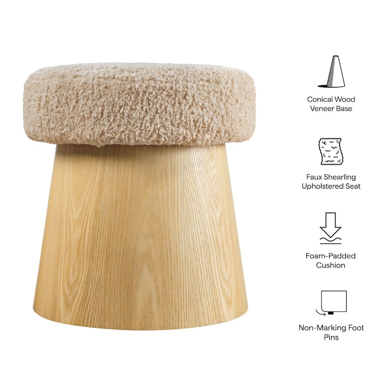 Ketra Round Faux Shearling Ottoman Footstool