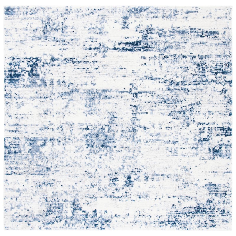 SAFAVIEH Amelia Modern Abstract Rug - 6'7" Square - Ivory/Navy - Square