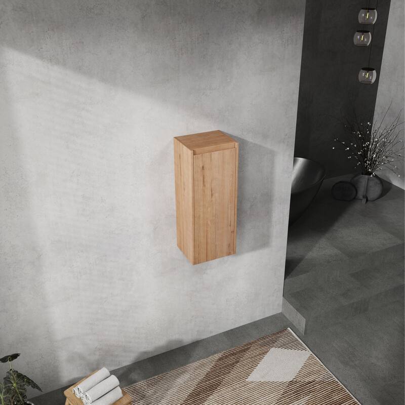 Modern Wall-Mounted Bathroom Side Cabinet with Soft-Close Doors, Floating Design, 6 Storage Compartments, 12-Inch Width