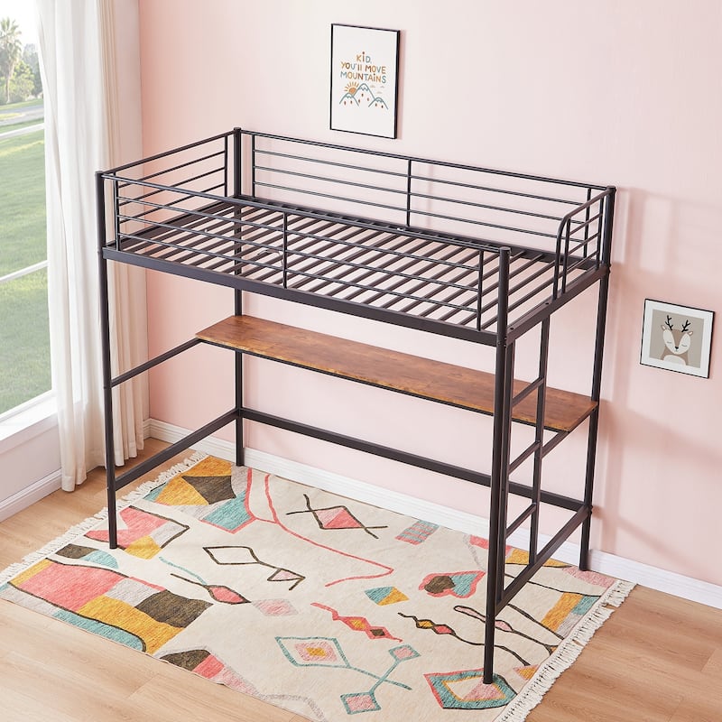 Javlergo Twin Bunk Bed with Desk Reversible Ladder Space Saving Twin loft Bed with Stairs and Full Length guardrail