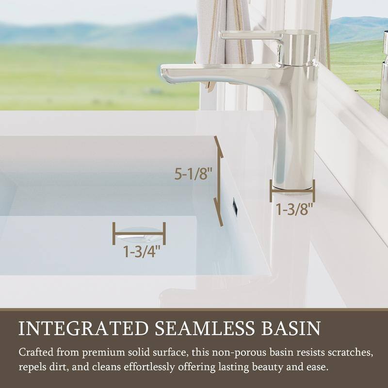 ABRUZZO 42" Floating Single Bathroom Vanity Wall-Mounted with Integrated Resin Top Basin 2 Soft Close Drawers Full Assembly