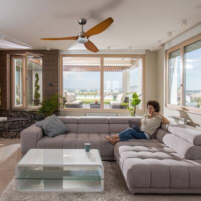 Duke 3 Blade Ceiling Fan with LED Light - Brushed Nickel - 52"