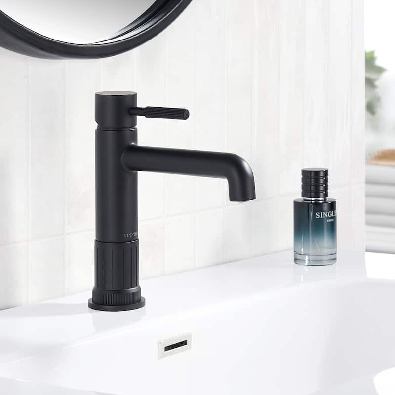 Mexico Single High-Handle Lever Vessel Bathroom Faucet - Matte Black