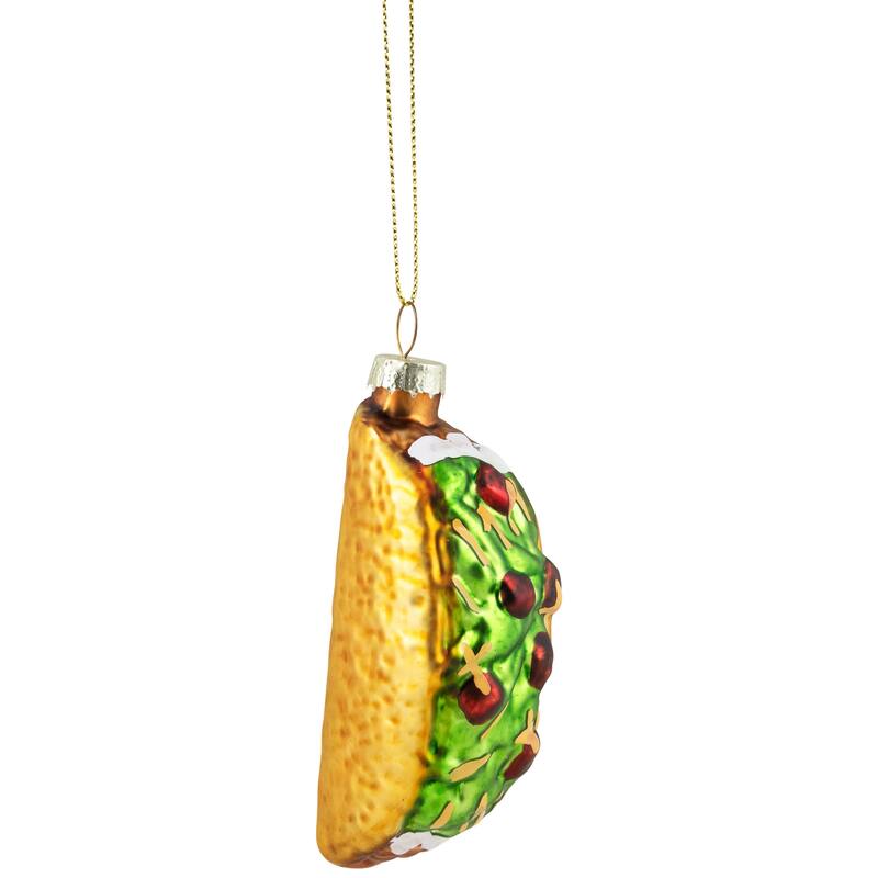 Taco Glass Christmas Ornament - 3.5" - Yellow