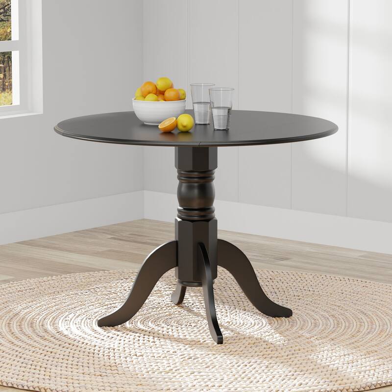 5-Piece Dining Set, 42" Round Drop-Leaf Table and X-Back Chairs