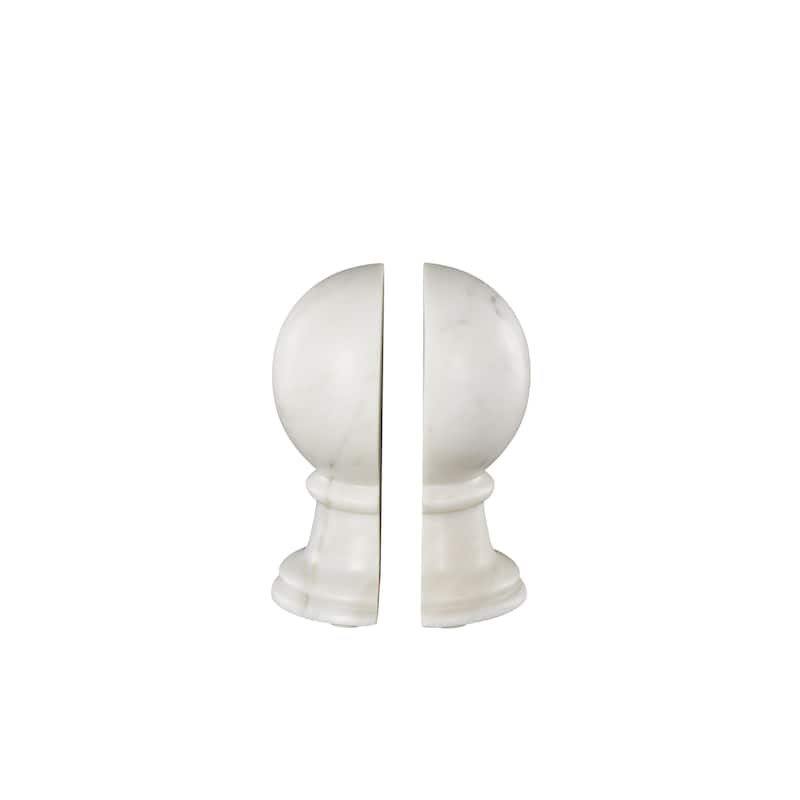 Black or White Marble Sleek Orb Globe Decorative Bookends (Set of 2)