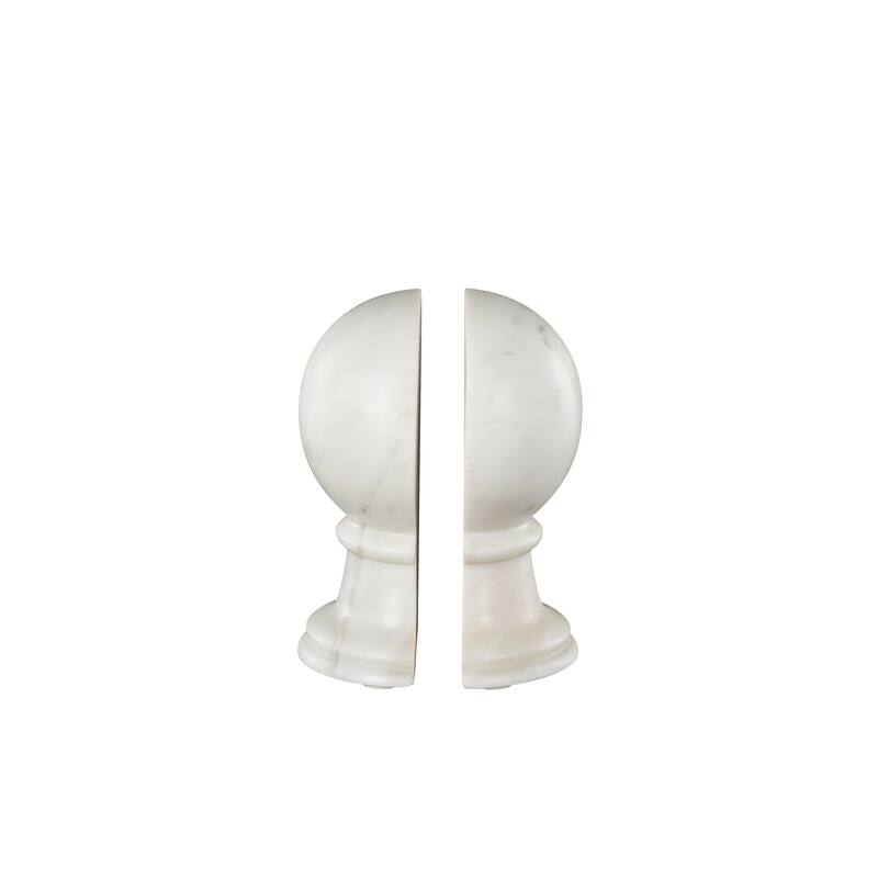 Marble Globe Sleek Orb Bookends - Set of 2 Black or White - Roche River Decor