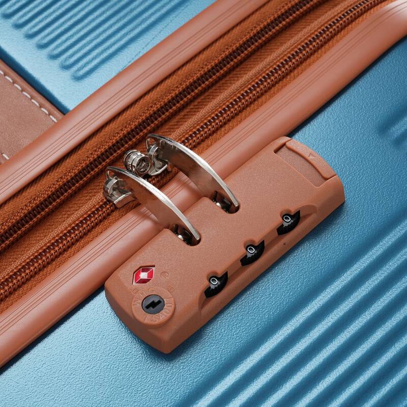 3 Piece Hardside Lightweight Luggage Sets with Double Spinner 8 Wheels and TSA Lock