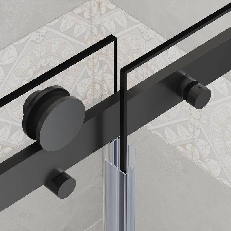 Elegant 60 in. W x 72 in. H Frameless Sliding Shower Doors in Black - 60"×72"