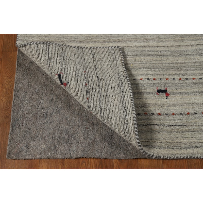 Hand Knotted Oriental 100% Wool Carpet Tribal Animal Pictorial Greys & Charcoal Gabbeh Area Rug - 7' 9'' X 5' 1''