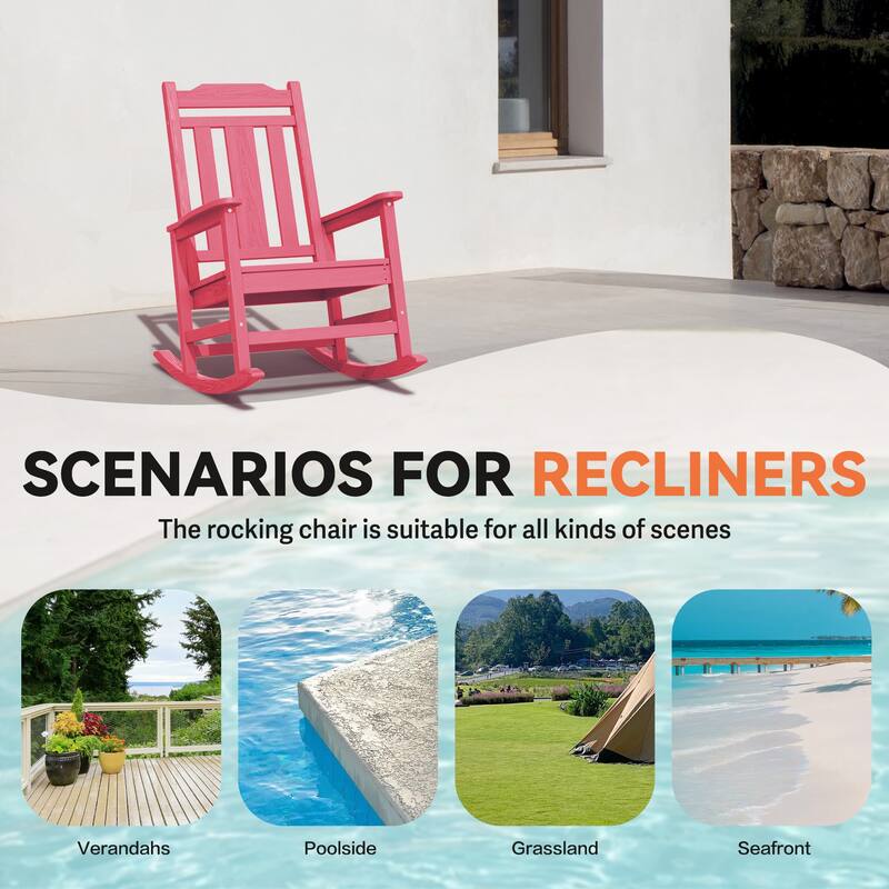 Outdoor Patio HDPE Rocking Chiar, Extra Wide Seat & Backrest