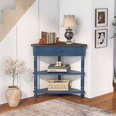 33.8 Inch Small Triangle Corner Table
