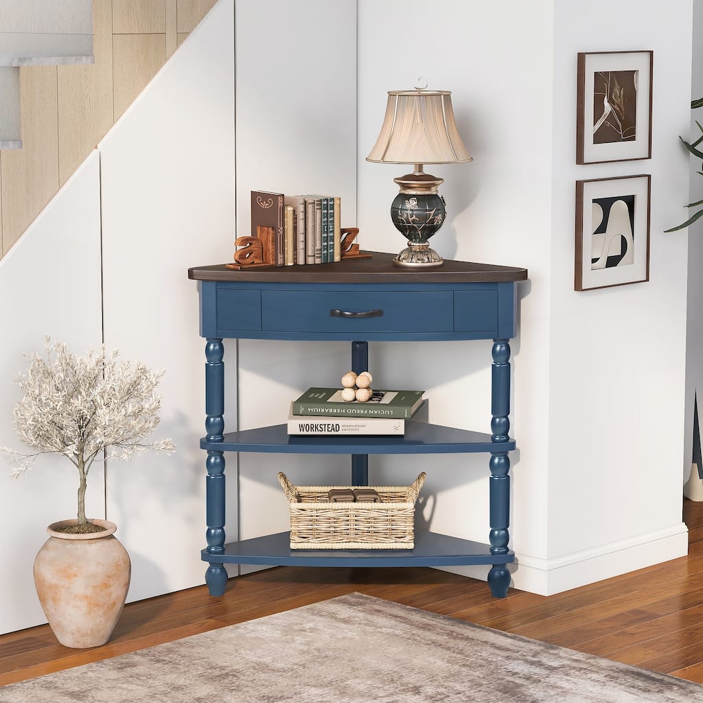 33.8 Inch Small Triangle Corner Table