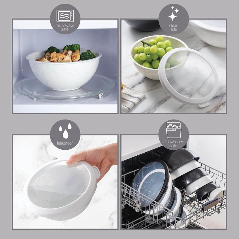 COOK WITH COLOR - 12 Piece Plastic Nesting Bowls - 6 Prep Bowls and 6 Lids, Microwave Safe.