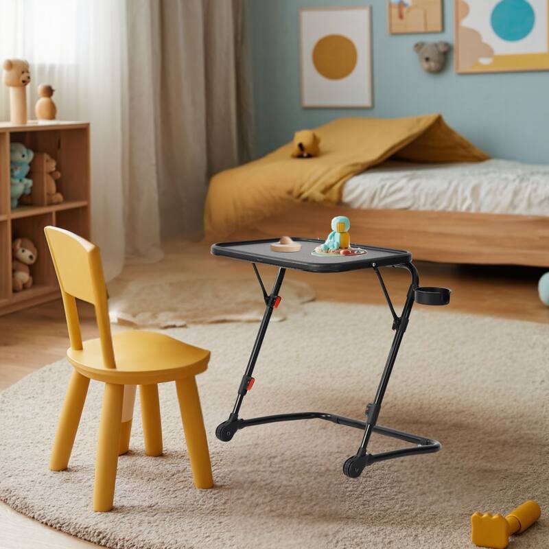 Adjustable Height Kids Writing Desk Durable, Ergonomic Study Table for Children Safe, Easy Clean & Space Saving, Black