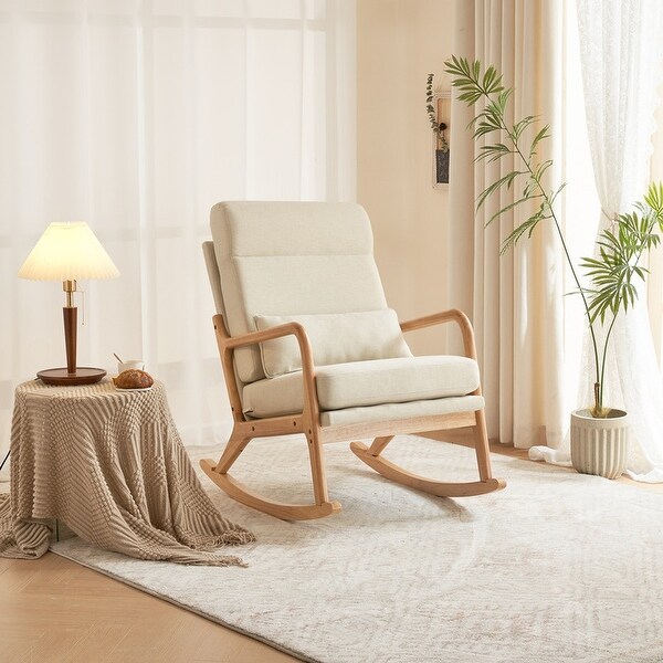 39.37'' W High-Back Dual-Use Upholstered Rocking Chair