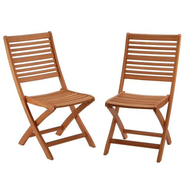 Set of 2 Camel Brown Eucalyptus Grandis Wood Folding Chairs Bed