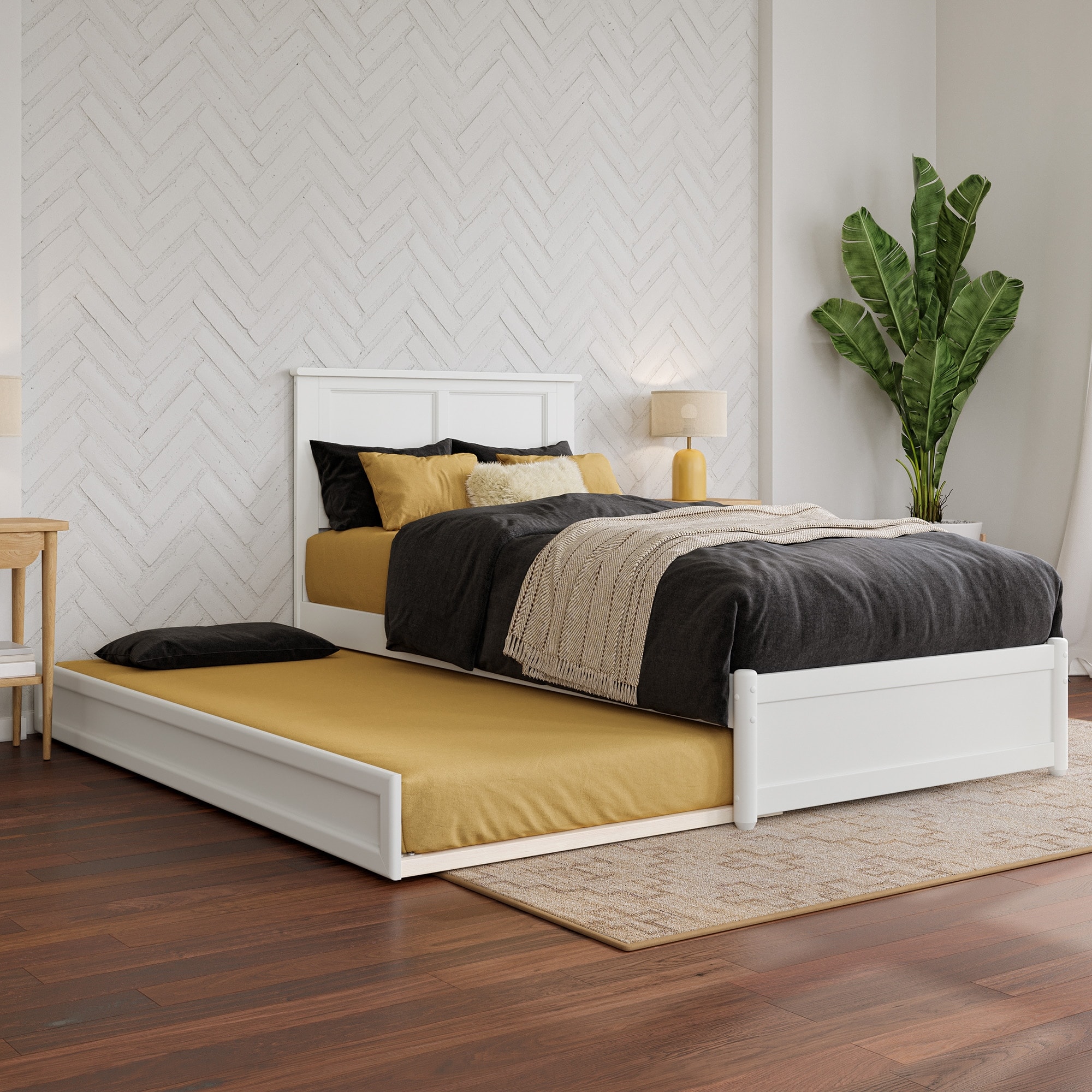 Felicity Platform Bed with Panel Footboard and Twin XL Trundle