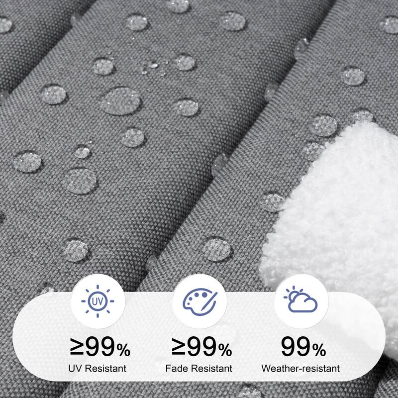 Outdoor Chaise Lounge Cushion Quilted Patio Sun Lounger Pad with Straps