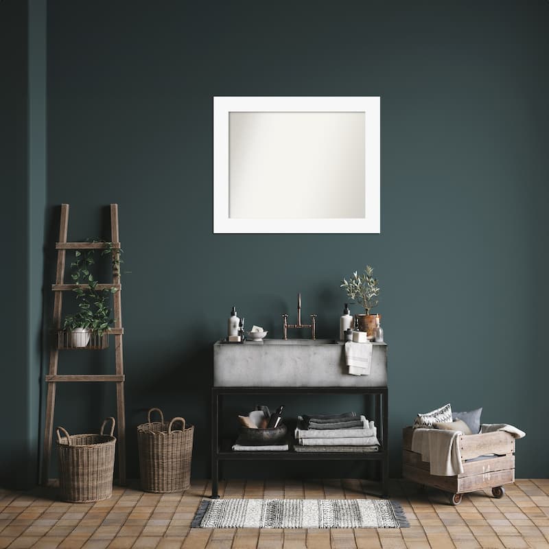 Basic Non-Beveled Wood Framed Bathroom Vanity Wall Mirror