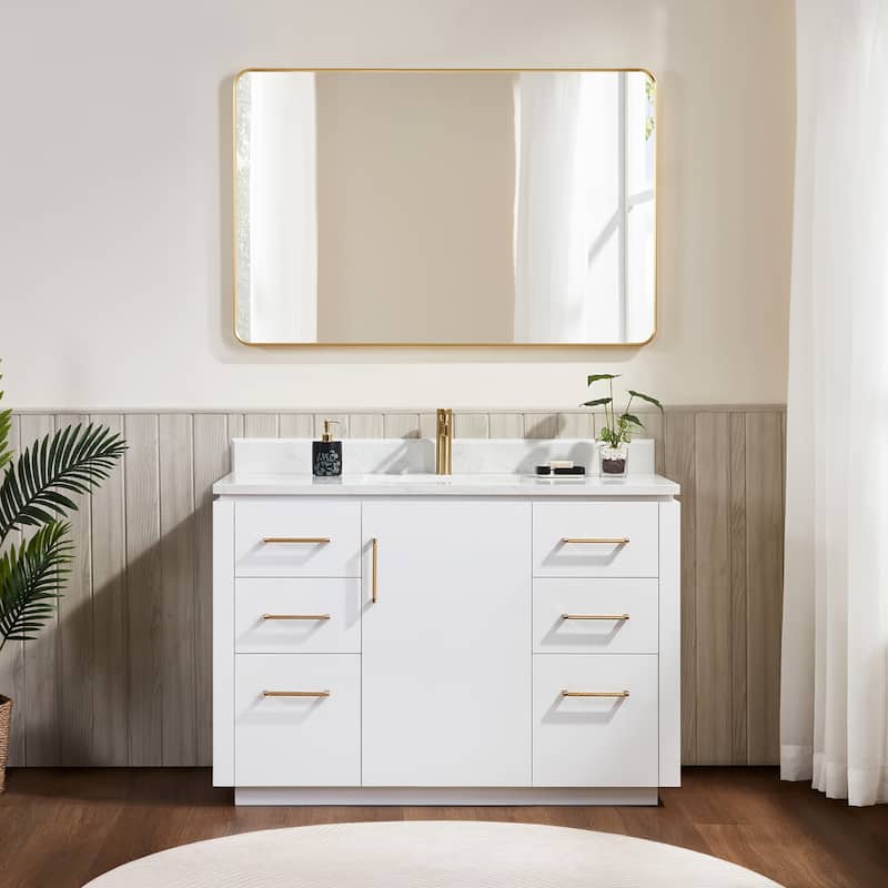 San Single Bath Vanity with Composite Stone Top without Mirror