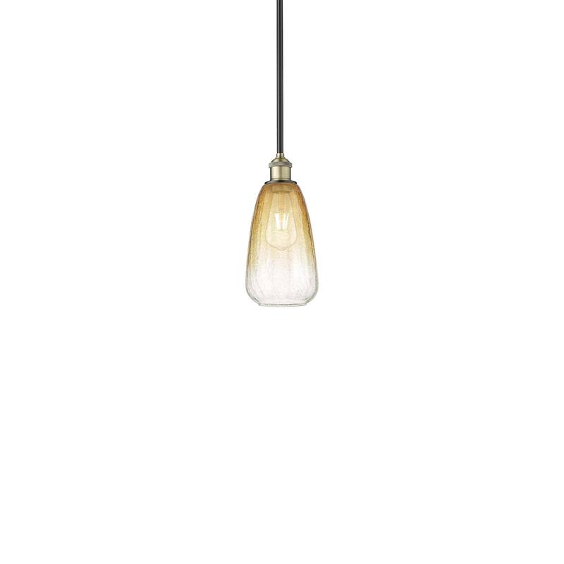 Innovations Lighting 616-1S-13-6 Brookhaven Almond Pendant Brookhaven - Black Antique Brass / Amber