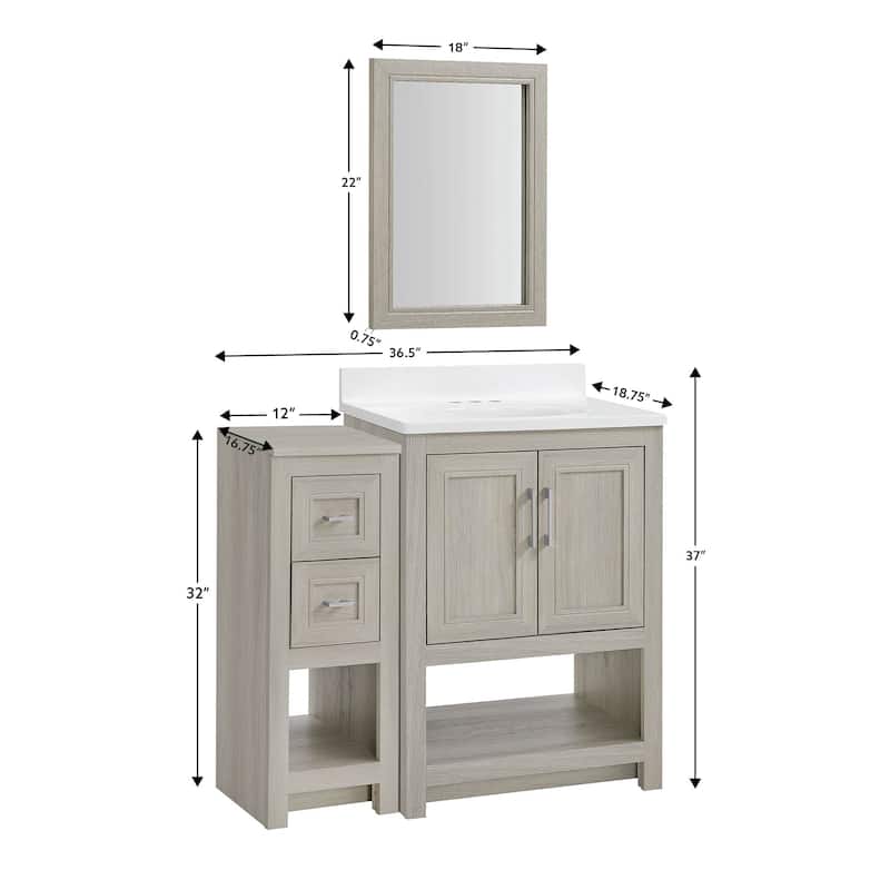 Blakely Vanity with Mirror and 12-inch Side Cabinet