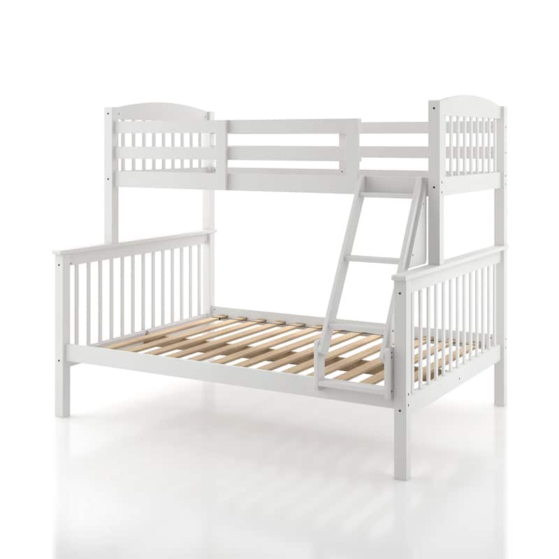 Furniture of America Hayes Twin over Full Solid Wood Detachable Bunk Bed with Ladder