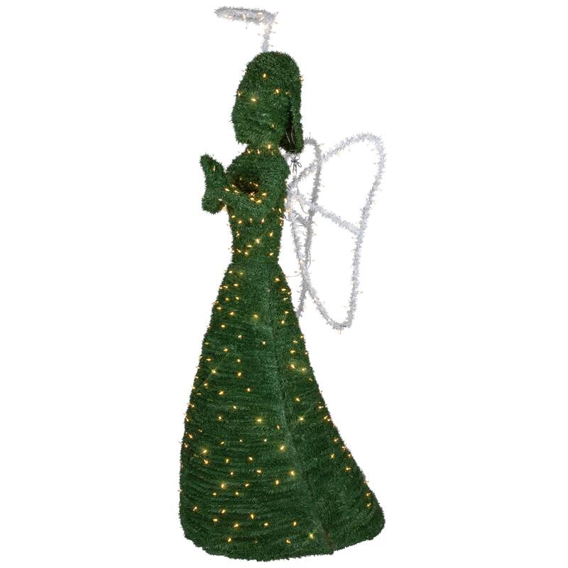 Lighted Commercial Topiary Angel Christmas Decor 6.5' White LED - Green
