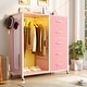preview thumbnail 4 of 29, Kid's Closet Organizer with Fabric Drawers and Mirror, Rolling Dresser and Chest with Charge Station