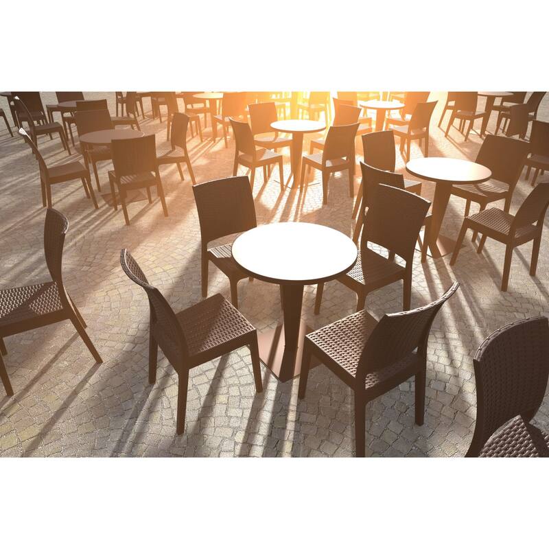 34" Brown Patio Wickerlook Stackable Dining Chair