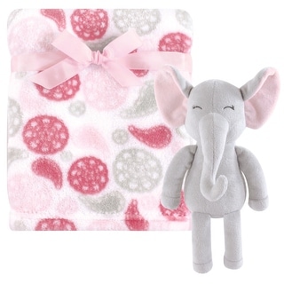 Hudson Baby Infant Girl Plush Blanket with Toy, Paisley Elephant, One Size - Paisley Elephant - One Size