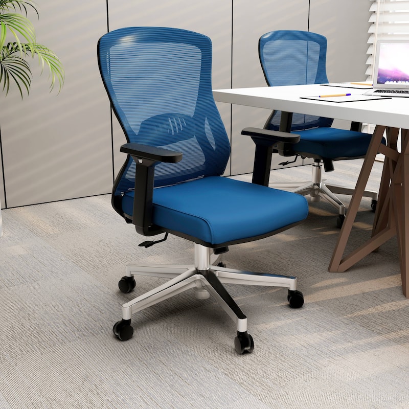 Cotton Office Chair with Mesh Mid-Back Adorit Series by LeisureMod