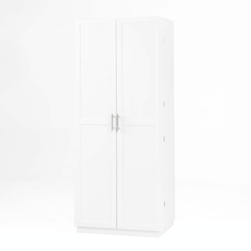 White Kitchen Pantry Cabinet with Doors and Adjustable Shelves