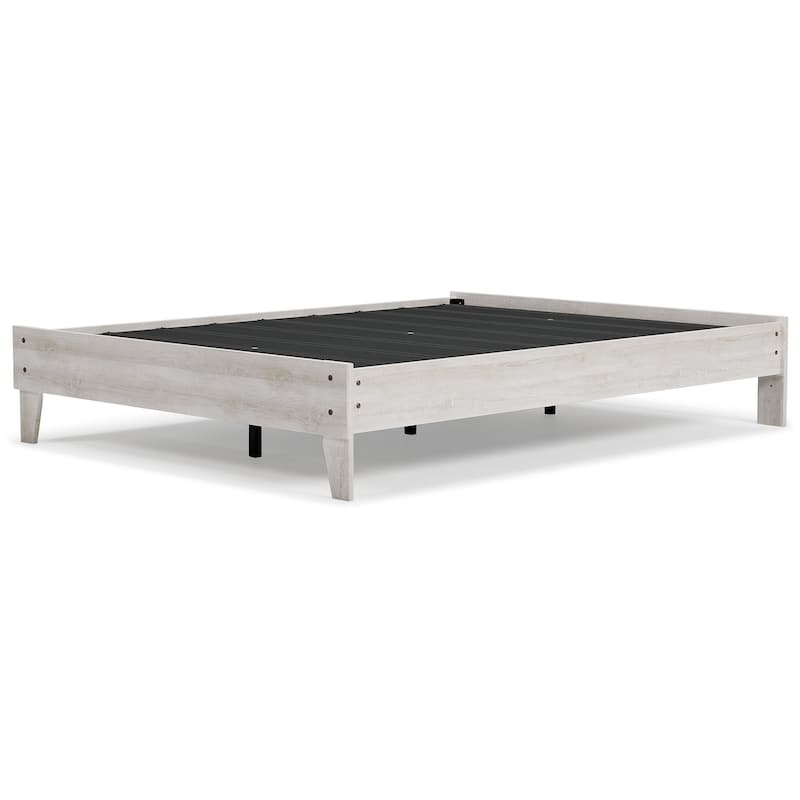 Signature Design by Ashley Shawburn Whitewash Platform Bed with 2 Nightstands