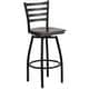preview thumbnail 1 of 9, Ladder Back Swivel Metal Barstool - 16.5"W x 20.5"D x 44.5"H - 16.5"W x 20.5"D x 44.5"H Walnut Wood Seat/ Black Metal Frame