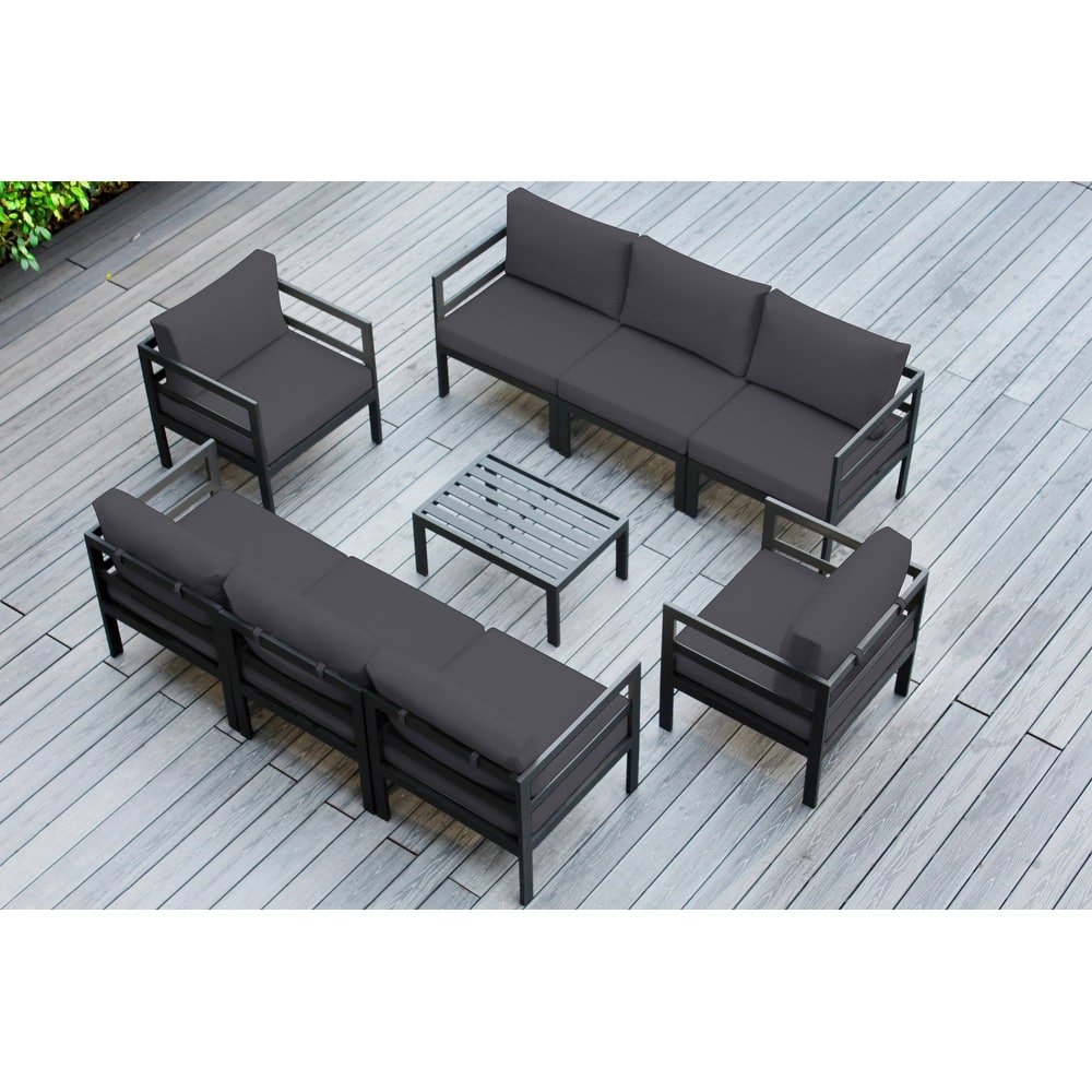 Ohana Outdoor 9-pc. Cushioned Aluminum Sectional - No Assembly