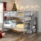 preview thumbnail 1 of 38, Full-over-Full Bunk Bed with Stairway, Storage and Guard Rail Gray