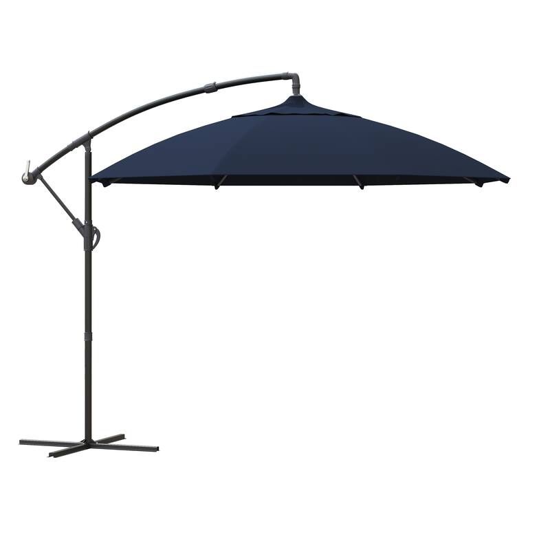 Corvus Vera 10-foot Offset Cantilever Hanging Canopy Patio Umbrella - Blue