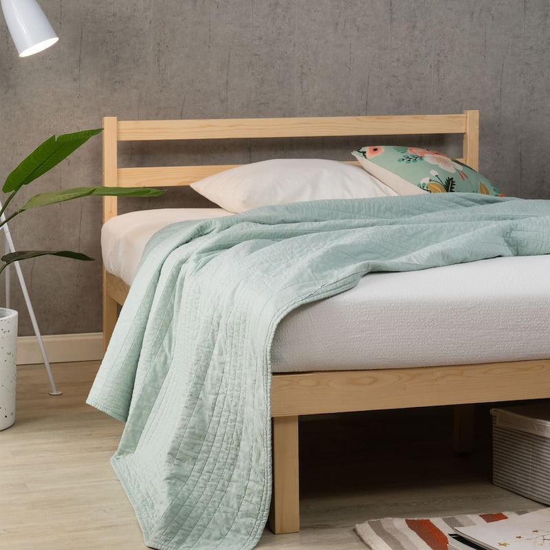 Priage by ZINUS Pine Wood Platform Bed Frame with Headboard