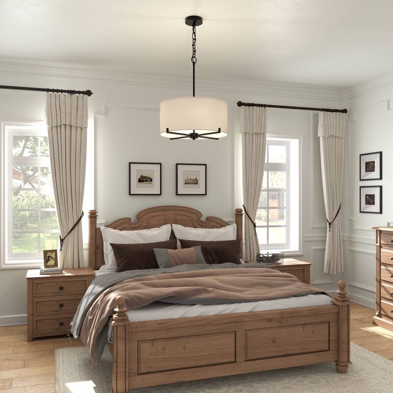 Acroma 4-Light Dimmable Chandelier with Drum Fabric Shade