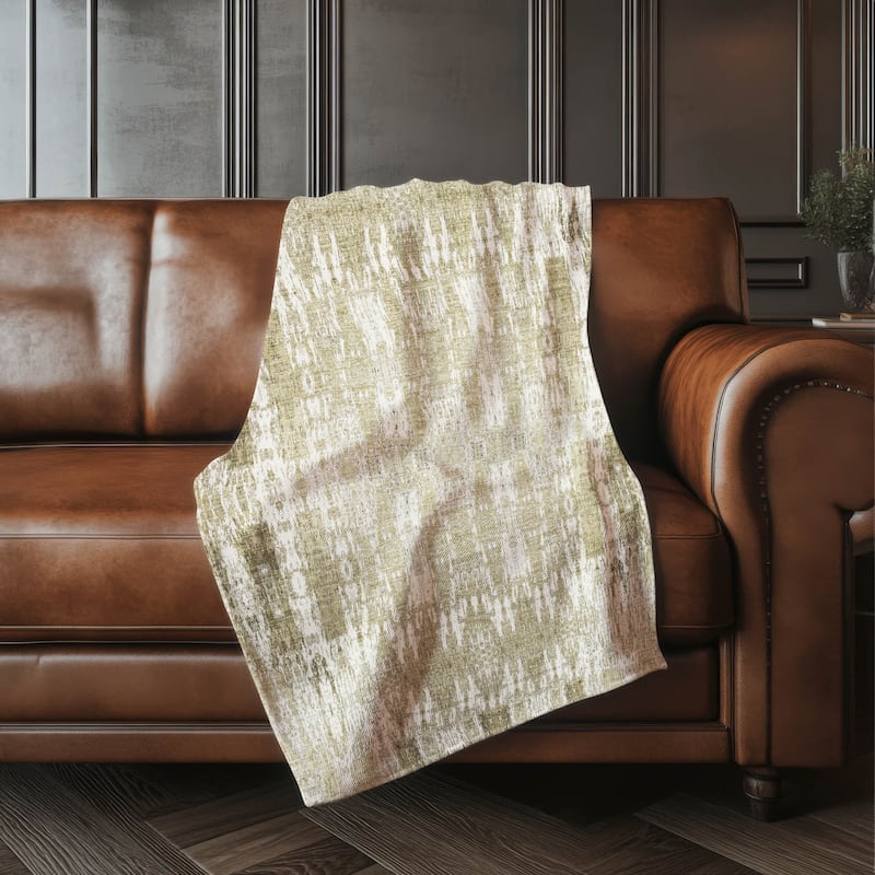 Premium Machine Washable Modern Moroccan Sherpa Throw Blanket - Beige - 4'2" x 5'10"