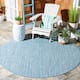 SAFAVIEH Courtyard Carolann Indoor/ Outdoor Waterproof Patio Backyard Rug - 10' Round - Aqua/Grey