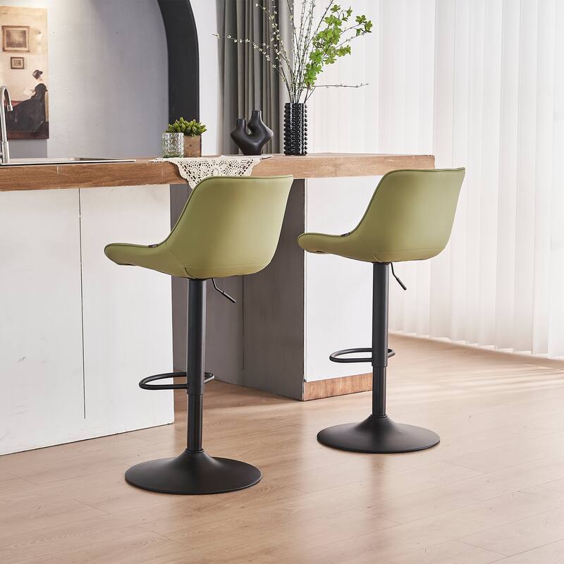 Adjustable Swivel Bar Stools Set of 2 Modern Upholstered Counter Stools